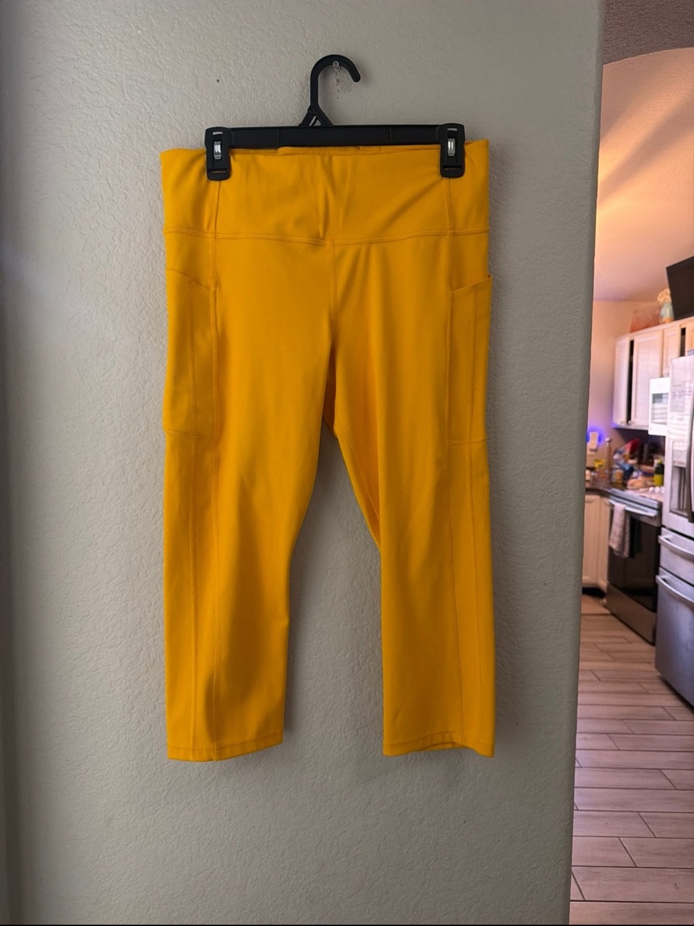 Athleta Sunburst Yellow Capri Leggings with Side Pockets